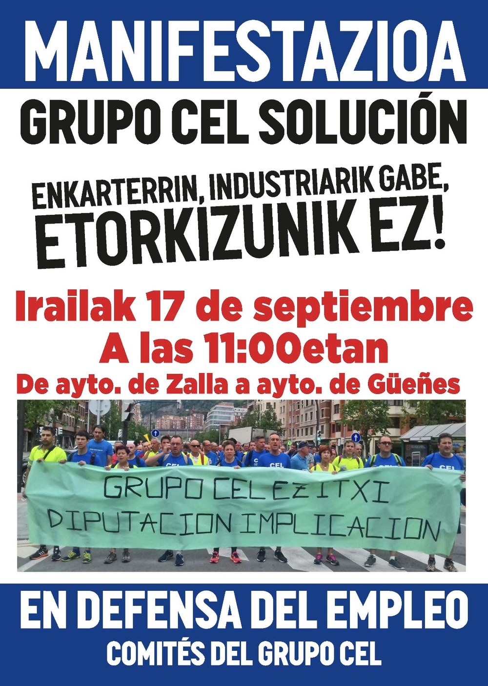 El domingo manifestación en Zalla por el empleo y contra el cierre de CEL
