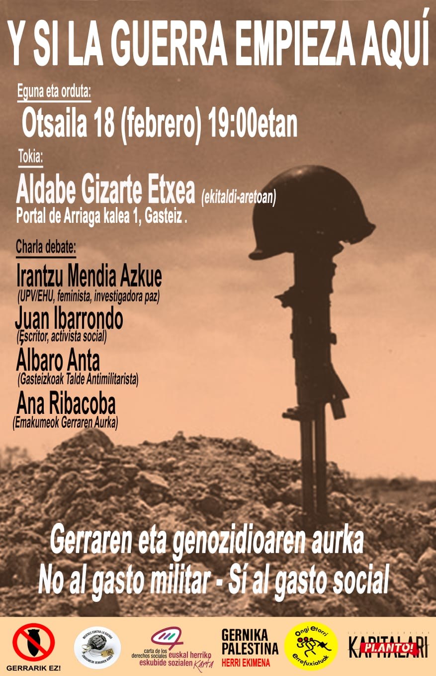 Coloquio "Y sí la guerra empieza aquí" en Aldabe, hoy 18 de febrero Coloquio "Y sí la guerra empieza aquí" en Aldabe, hoy 18 de febrero
