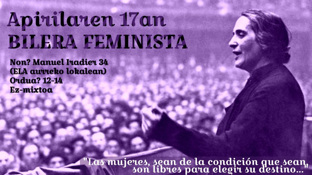 El 17 de abril realizaremos una reunión feminista en Vitoria