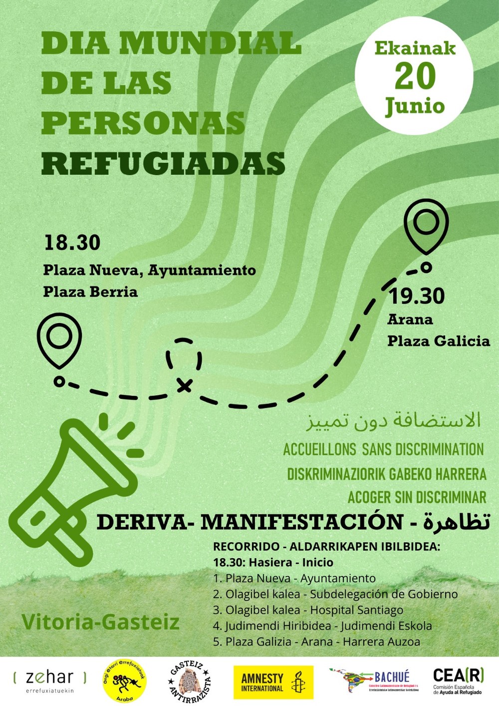 El 20 de junio, Día de las Personas Refugiadas, varios colectivos han convocado una movilización en Vitoria