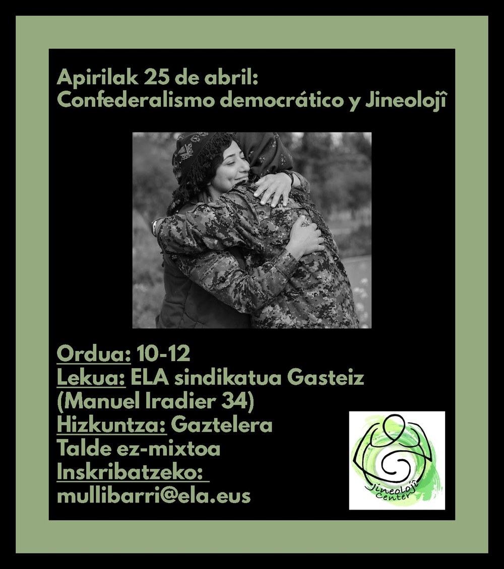 El 25 de abril tertulia acerca del Confederalismo Democrático y Jineolojî en Gasteiz