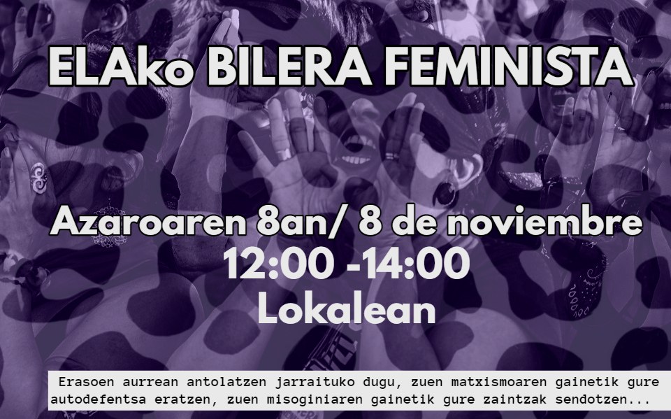 El 8 de noviembre tendrá lugar una reunión feminista en el local de Gasteiz