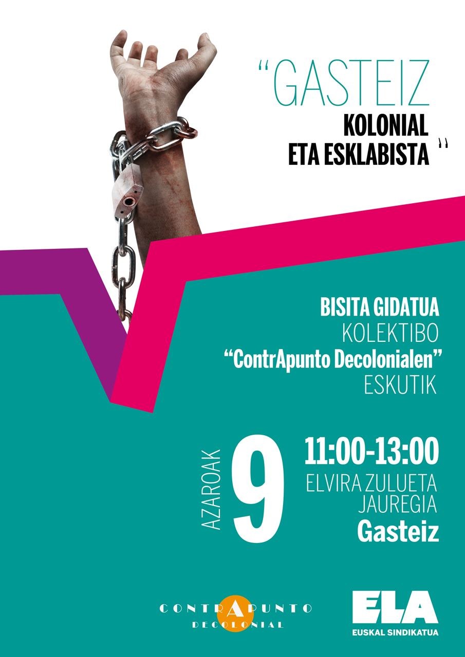 El sábado tendremos la visita guiada "Gasteiz colonial y esclavista" en el capital