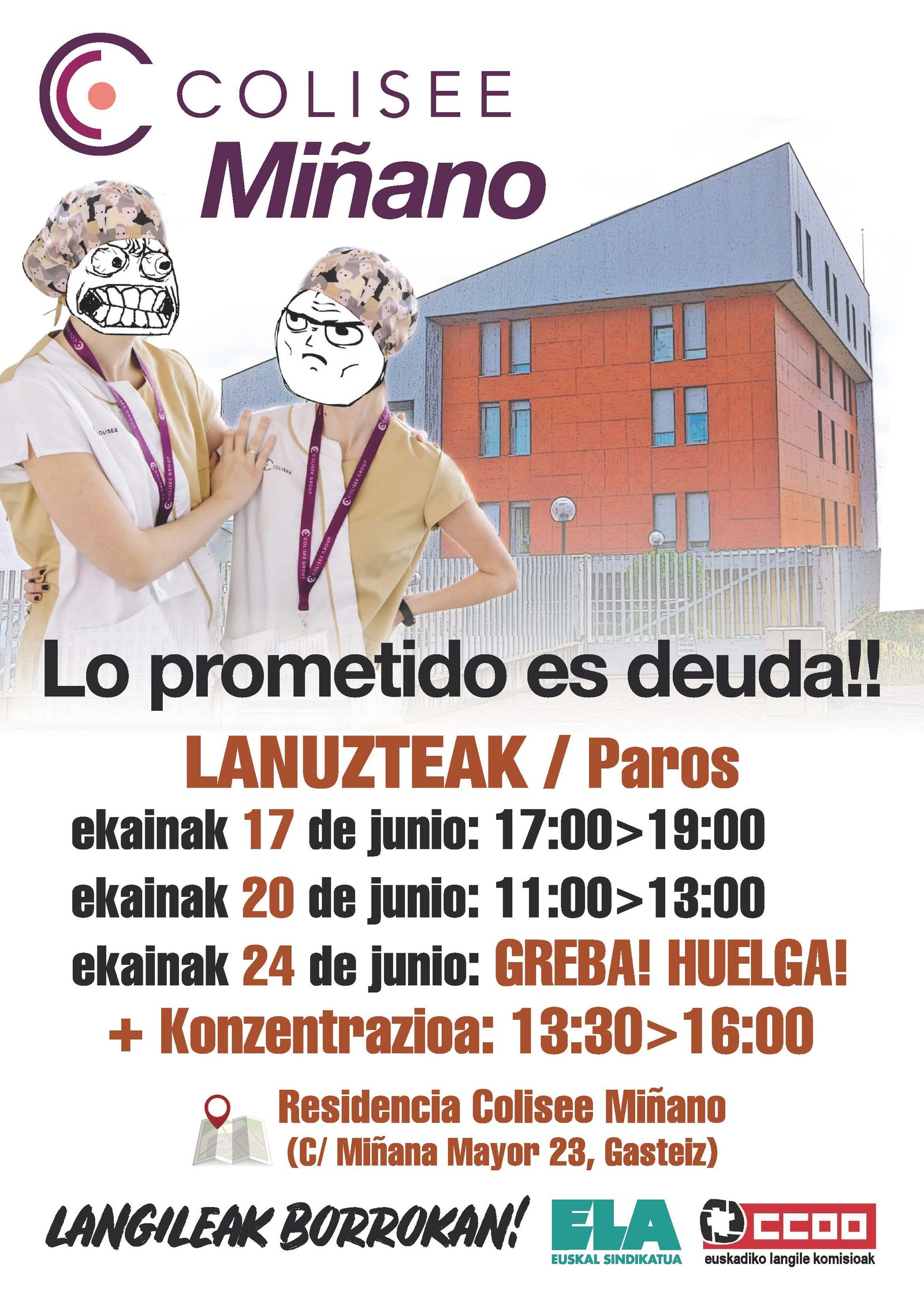 ELA y CCOO convocan dos días de paros que culminarán en una huelga el 24 de junio ELA y CCOO convocan dos días de paros que culminarán en una huelga el 24 de junio