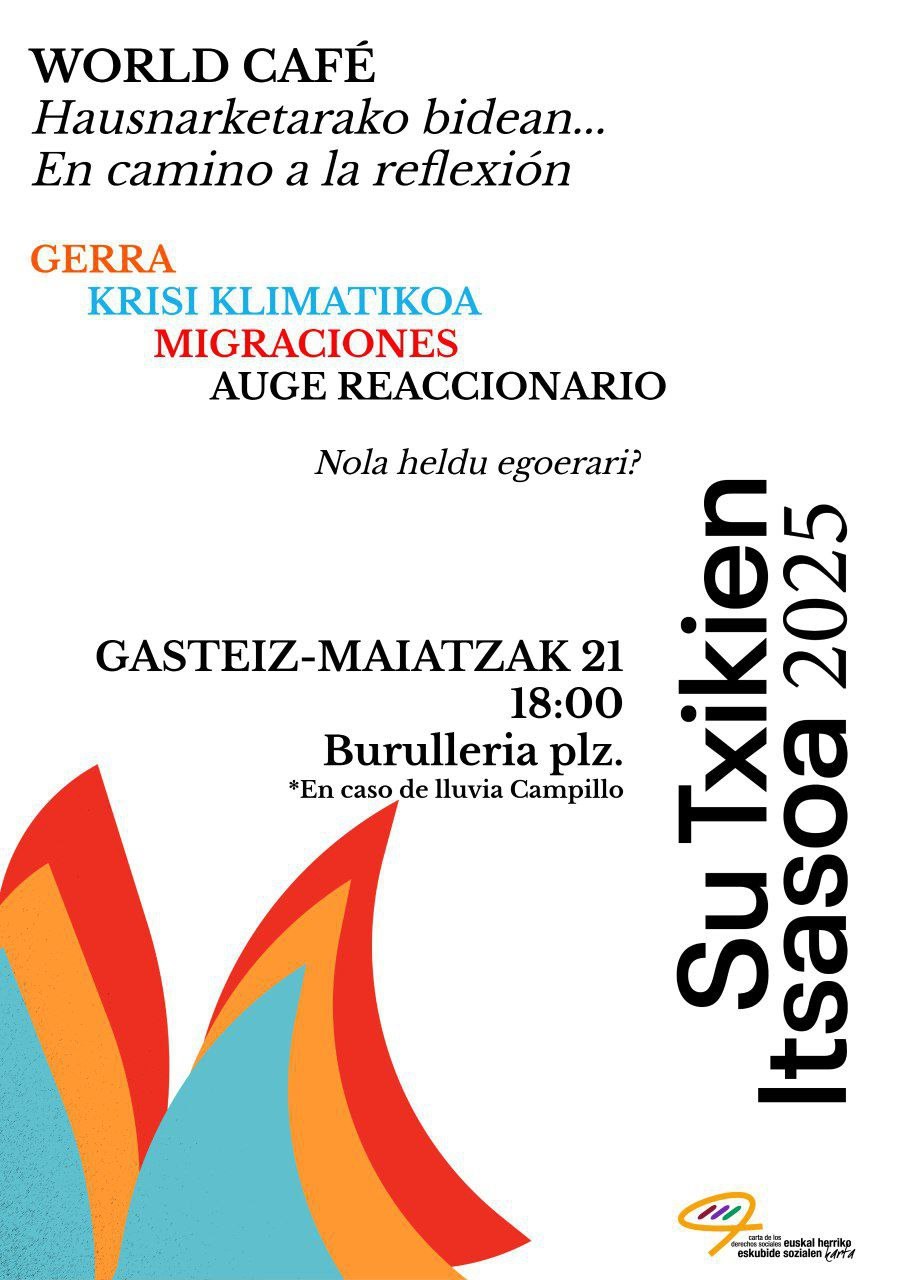 La Carta de los Derechos Social de Gasteiz organiza un World Café el 21 de mayo