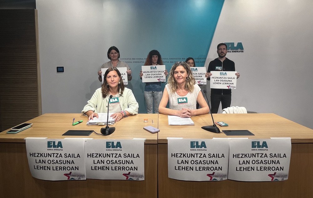 ELA denuncia que el Departamento de Educación de la CAPV vulnera la ley en materia de salud laboral