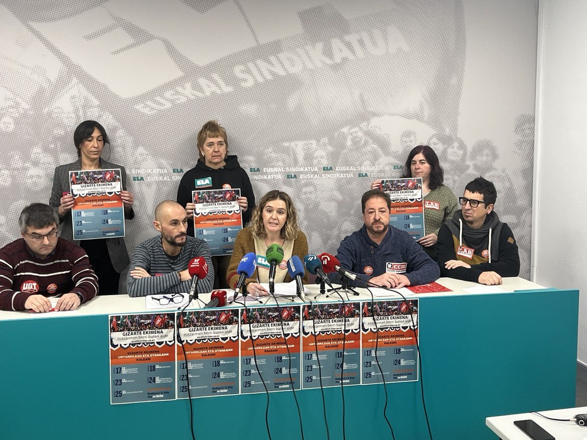 Llaman a diez días más de huelga en enero y febrero — ELA Sindikatua