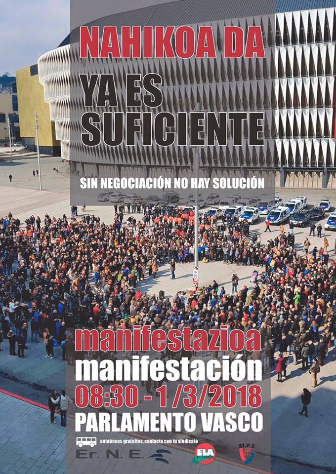 Convocatoria concentración ante el Parlamento vasco