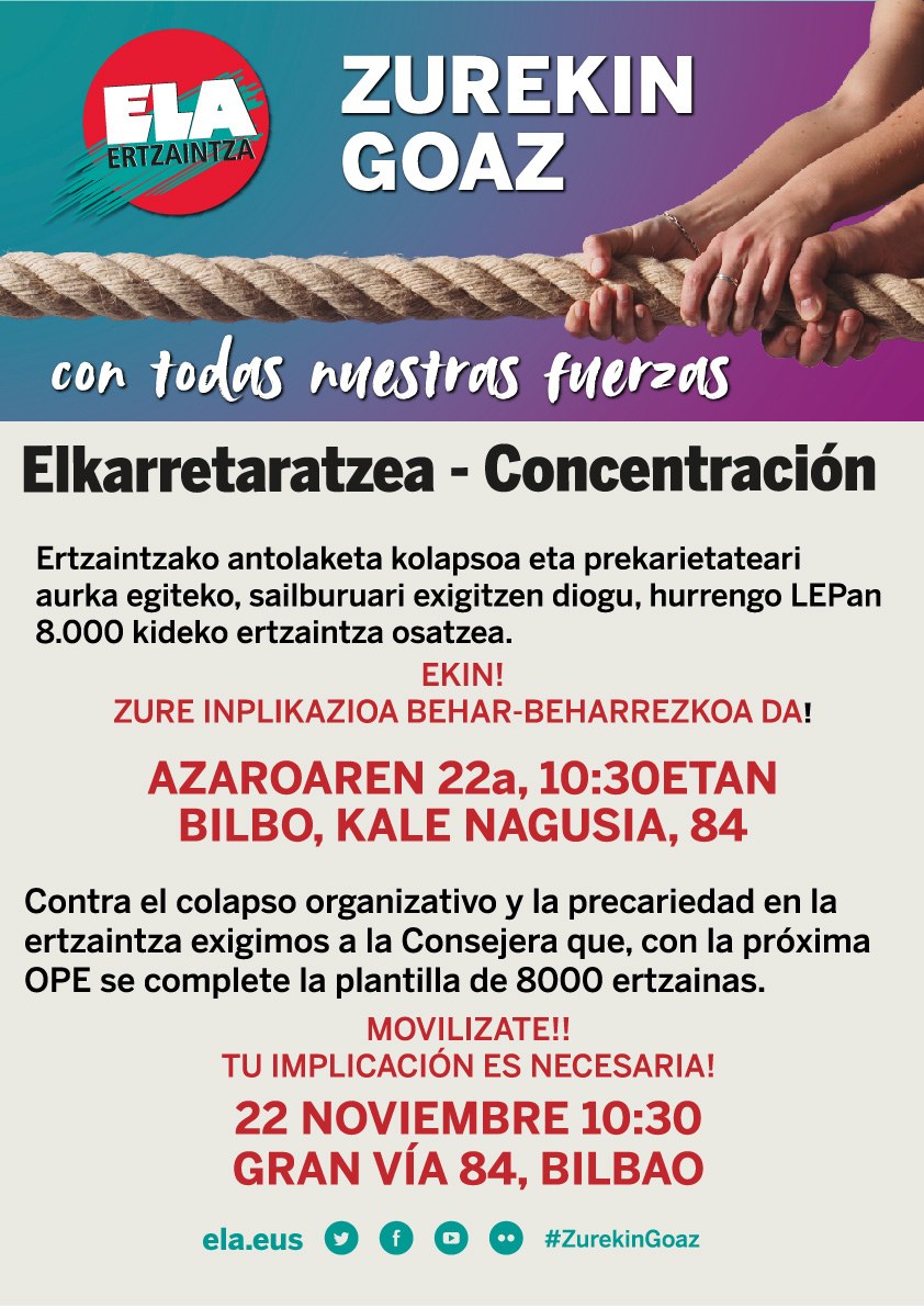 ELA exige terminar con la precariedad en la Ertzaintza