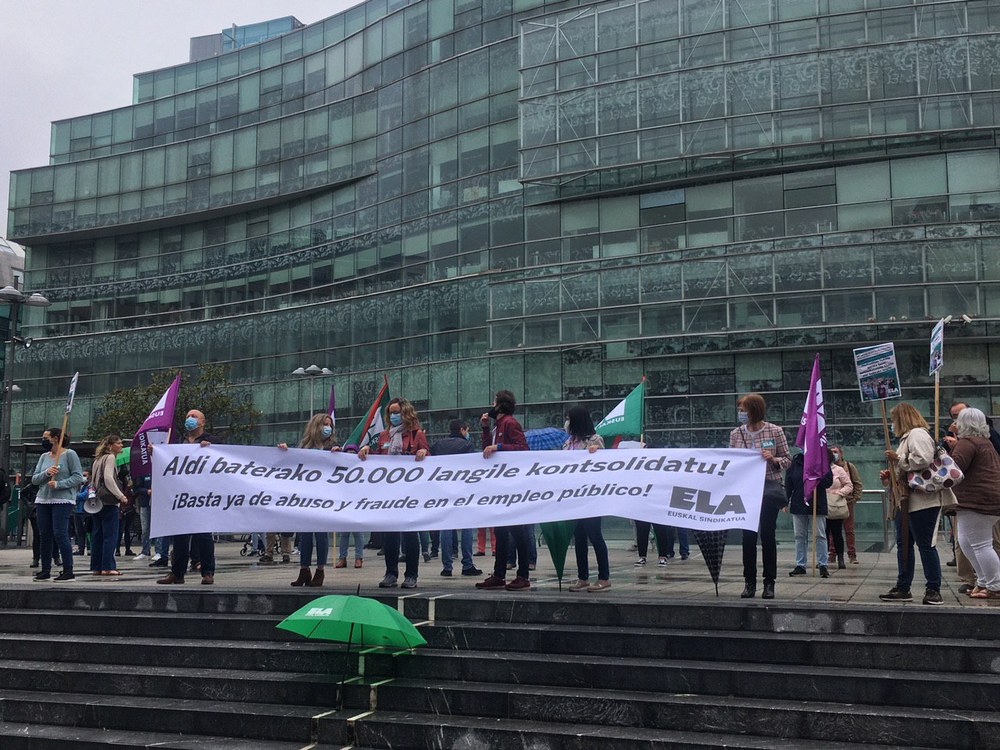 ELA presentará una propuesta a los partidos políticos vascos para consolidar a más de 50.000 temporales del sector público