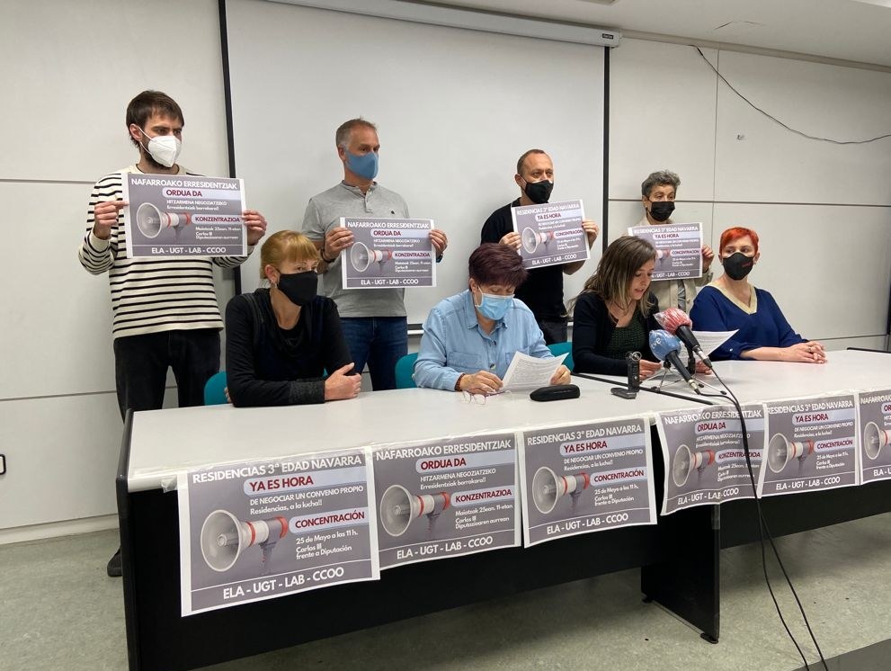 ELA, UGT, LAB y CCOO inician la negociación del primer Convenio Colectivo del Sector de Centros de la Tercera Edad de Navarra para mejorar las condiciones laborales y la calidad del servicio