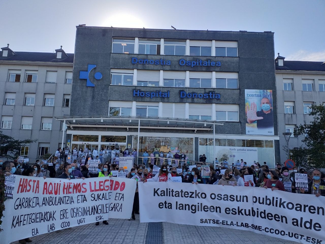 La huelga en los hospitales y centros de salud de Gipuzkoa ha tenido un seguimiento mayoritario