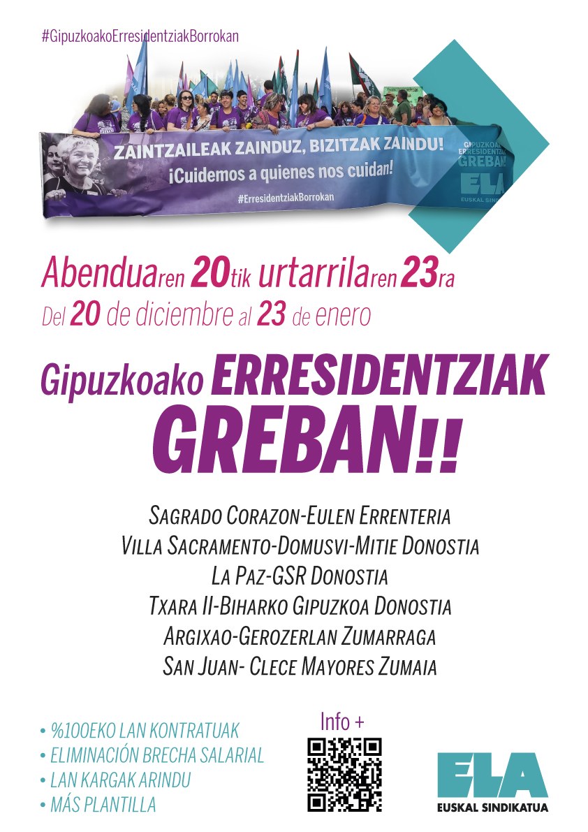 La residencia de Ordizia se sumará a la huelga indefinida a partir del 23 de enero