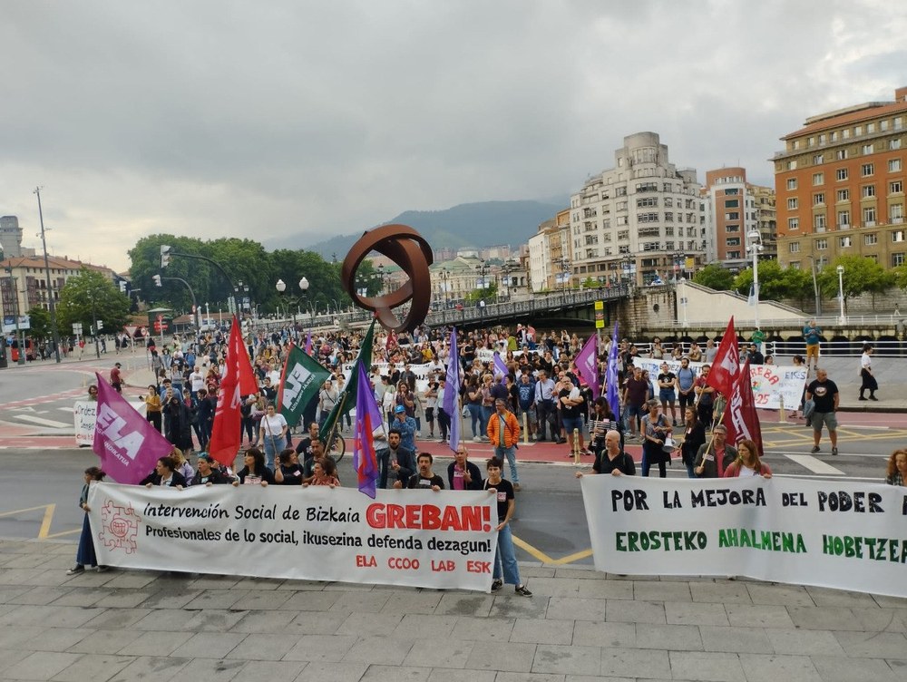 Manifestación en Bilbao, en el primero de los dos días de huelga