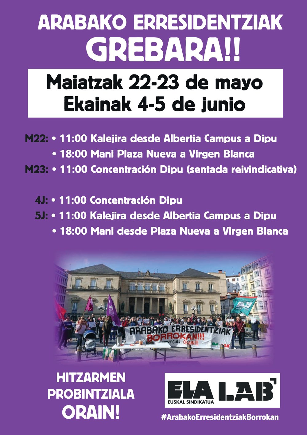 ELA ha convocado cuatro jornadas de huelga para los próximos meses