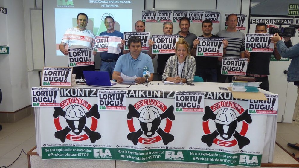 ELA alcanza un preacuerdo en  el sector de la Construcción y Obras Públicas  de Gipuzkoa