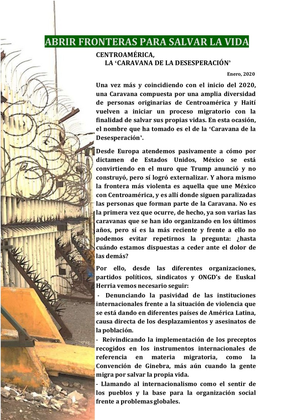 Abrir fronteras para salvar la vida