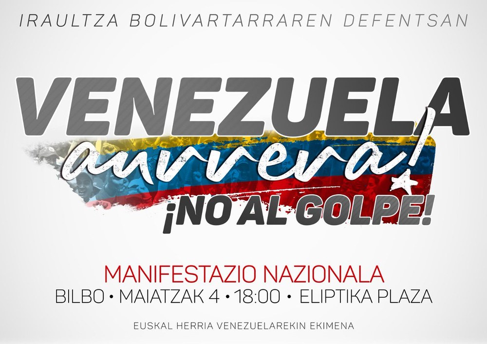 ELA apoya la movilización del 4 de mayo en Bilbao para denunciar el intento de golpe de Estado en Venezuela
