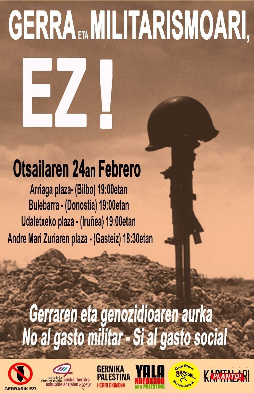 ELA se adhiere al manifiesto ‘Gerra eta militarismoari, EZ!’