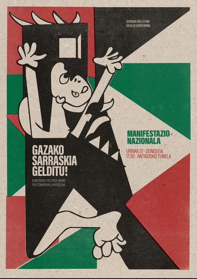 ELA se suma a la manifestación en solidaridad con Palestina del 21 de octubre en Donostia ELA se suma a la manifestación en solidaridad con Palestina del 21 de octubre en Donostia