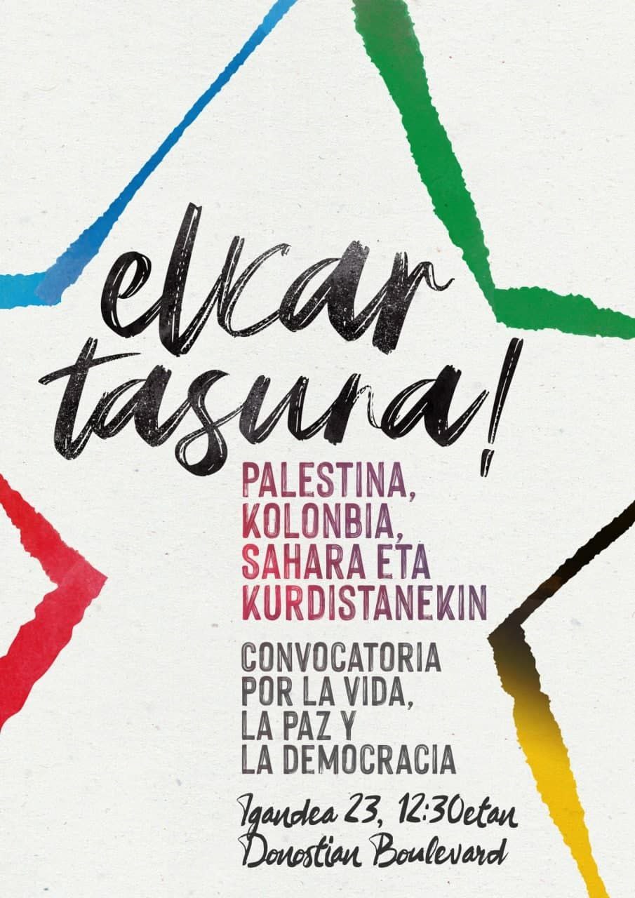 Manifestación el 23 de mayo en solidaridad con Palestina, Colombia, Sáhara y Kurdistan