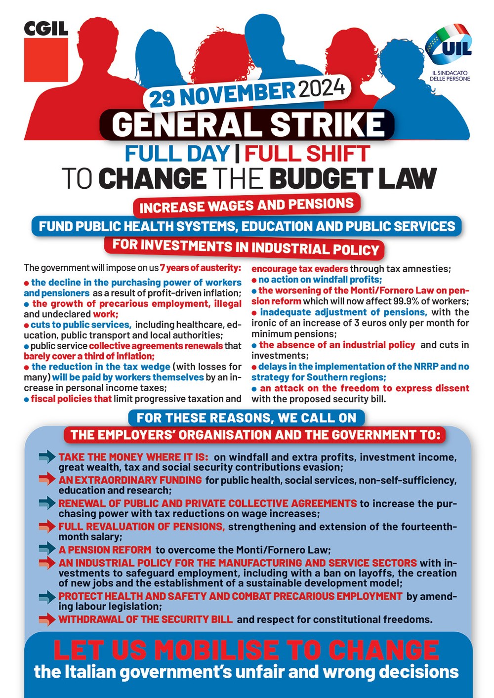 Solidaridad con la huelga general en Italia Solidaridad con la huelga general en Italia