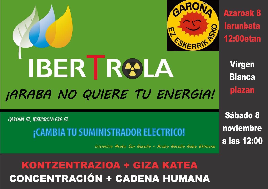 Concentración y cadena humana por la no reapertura de Garoña, el 8 de noviembre en Gasteiz Concentración y cadena humana por la no reapertura de Garoña, el 8 de noviembre en Gasteiz