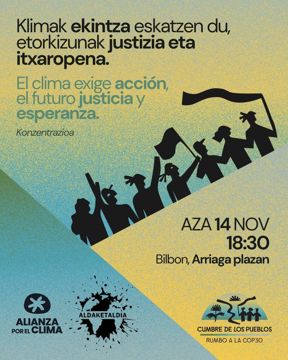 ELA se suma a la concentración que el viernes se celebrará en Bilbao para exigir justicia climática en la COP30