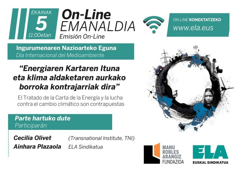 Emisión OnLine a las 11:00 | `Las medidas contra el cambio climático y el Tratado de la Carta de la Energía son incompatibles´