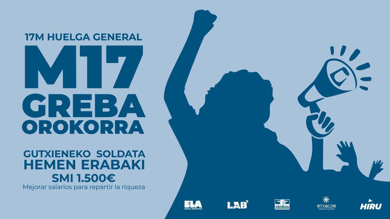 Los sindicatos exigen ante la huelga del 17 de Marzo que se limiten unos  servicios mínimos abusivos en Nafarroa