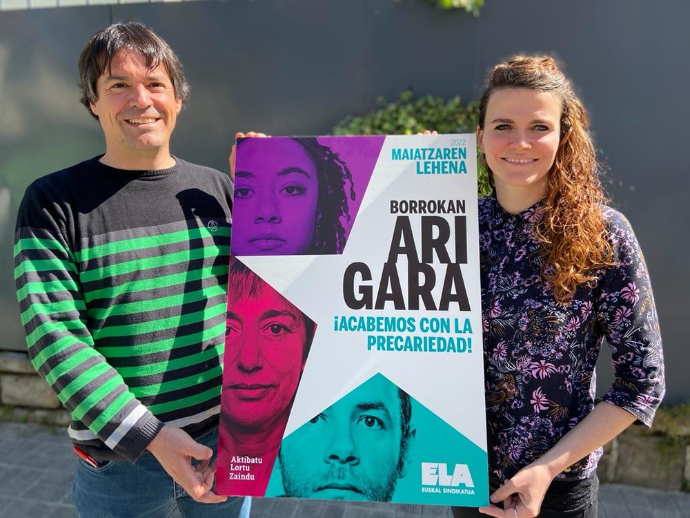 ELA celebrará el Primero de Mayo en Pamplona bajo el lema “Borrokan ari gara, ¡Acabemos con la precariedad!”