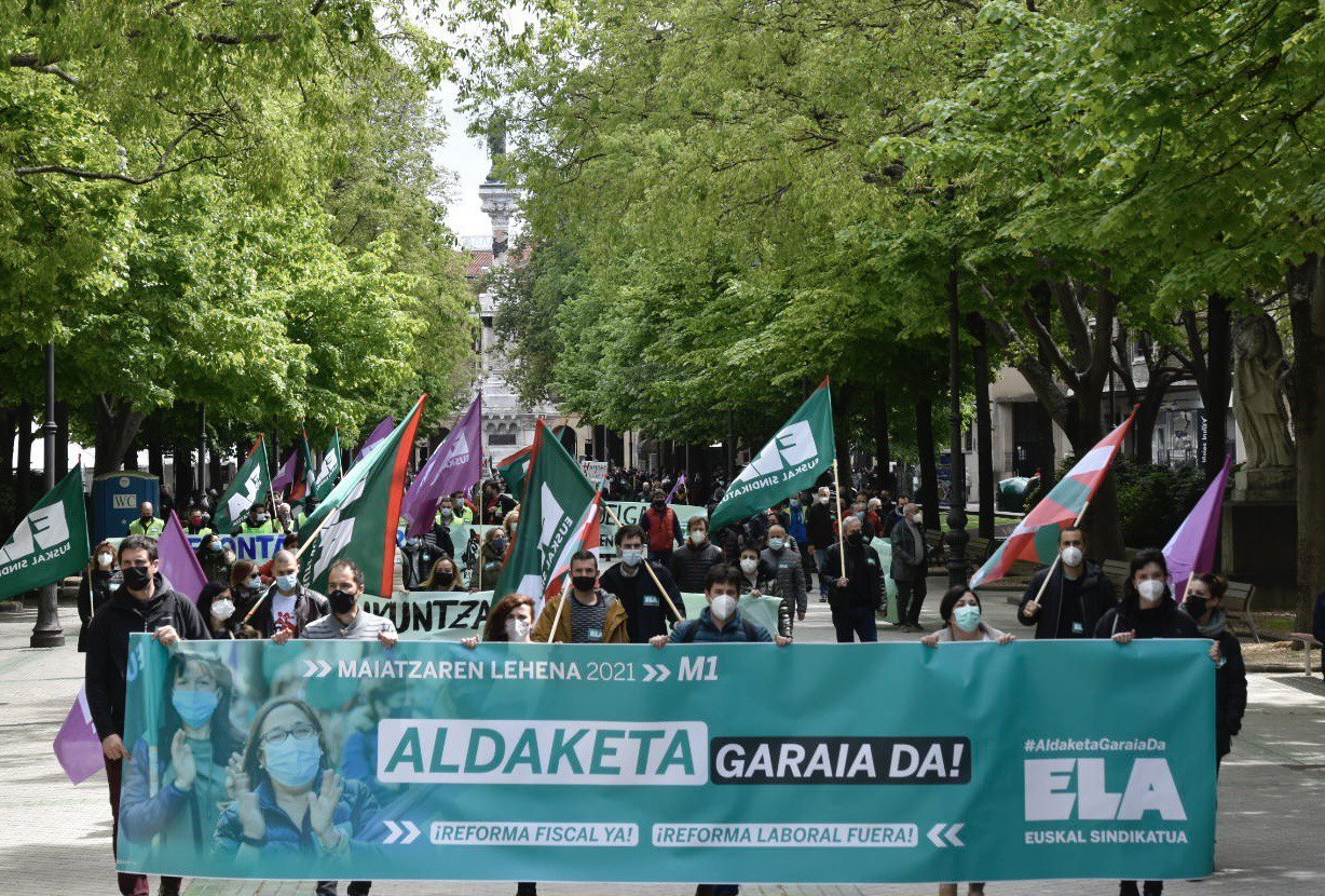 ELA denuncia en el Primero de Mayo que Navarra tiene la misma fiscalidad 6 años después de que UPN saliera del Gobierno