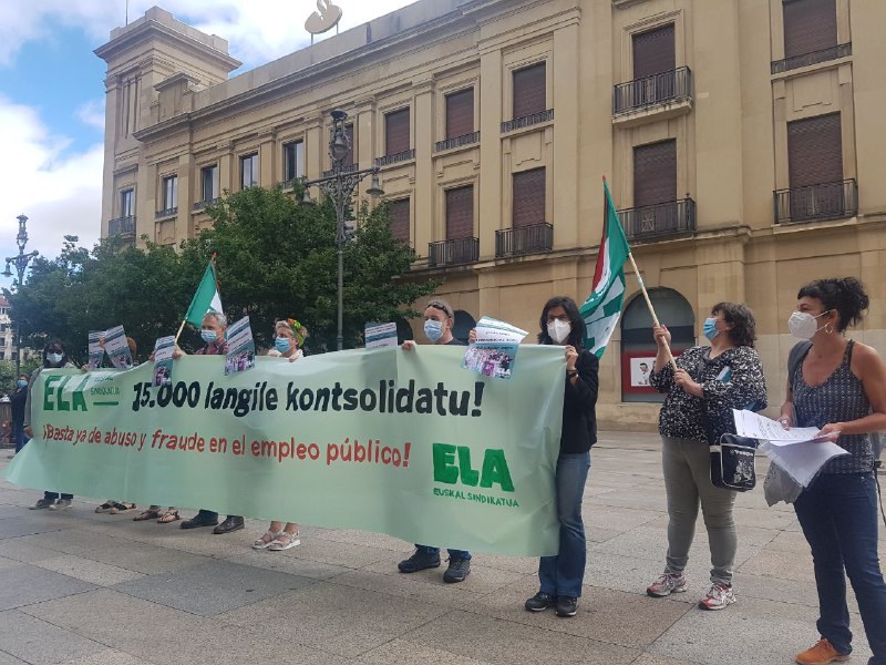 ELA presentará una propuesta al Gobierno foral y a los partidos políticos para consolidar a más de 15.000 temporales del sector público (40% de la plantilla)