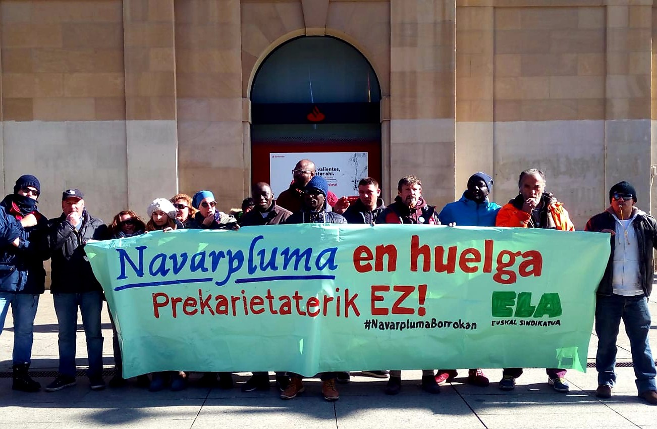 ELA protesta ante Gobierno de Navarra, Sodena y CEN para denunciar que Navarpluma explota a su plantilla mientras recibe dinero público