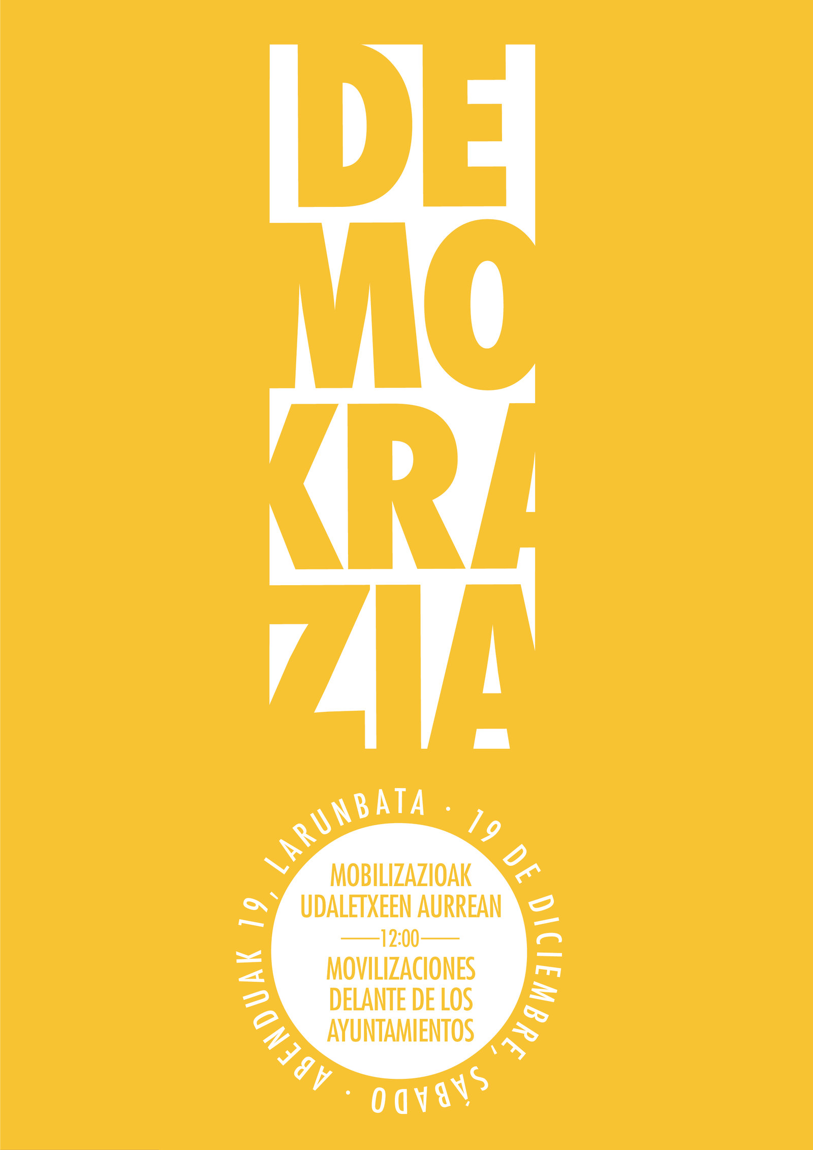 Partidos políticos, sindicatos y agentes sociales convocan concentraciones el 19 de diciembre, a las 12.00, en toda Euskal Herria, por el caso Bateragune