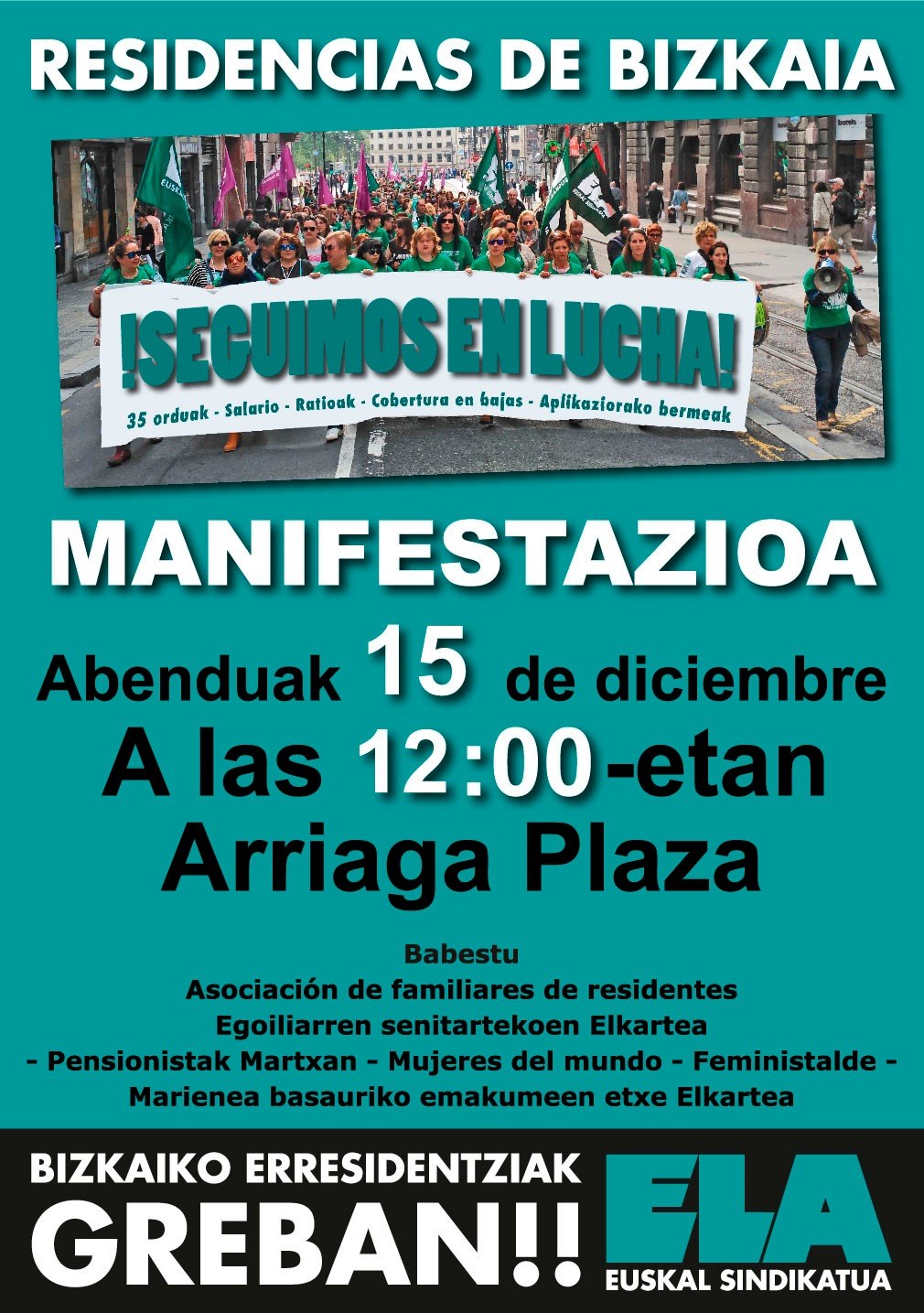 A falta de una semana para la huelga de Residencias de Bizkaia no hay avances