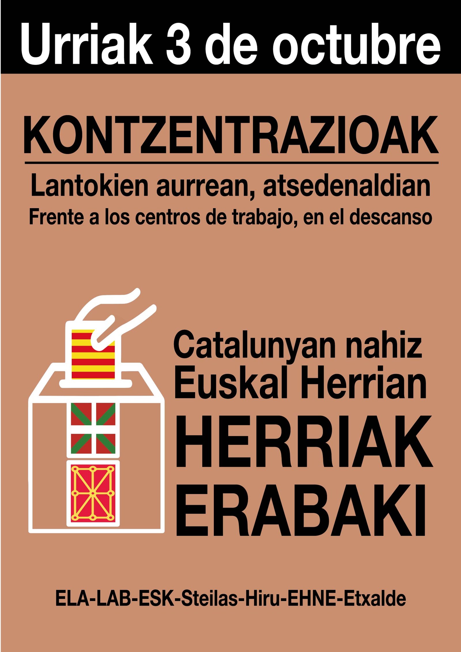 Concentraciones en los centros de trabajo en solidaridad con el pueblo catalán