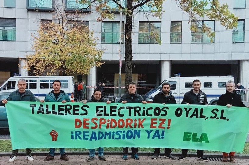 Continúa la huelga en Talleres Eléctricos Oyal, tras el despido de dos trabajadores que participaron en la huelga de mayo