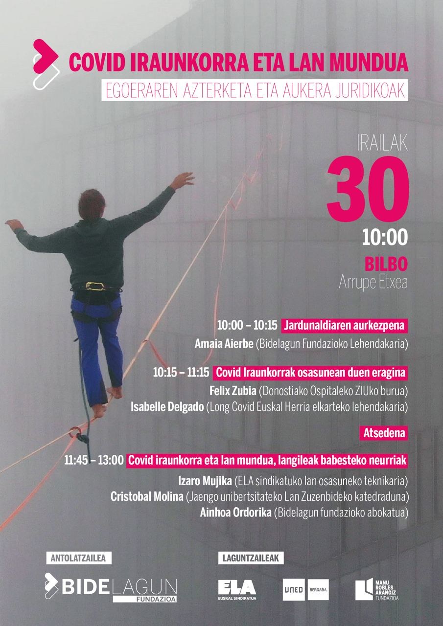 La Fundación Bidelagun celebra una jornada sobre COVID persistente y mundo laboral este viernes