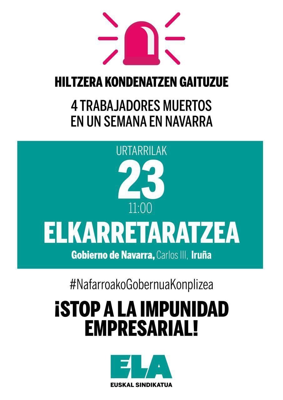 Cuatro fallecidos en accidente laboral en una semana en Navarra