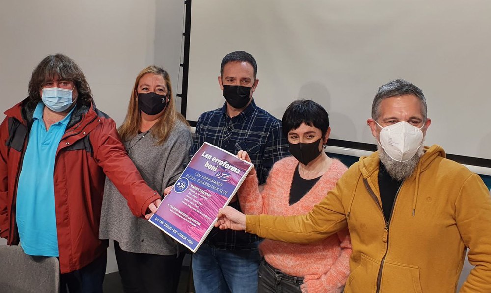 El 30 de enero, manifestaciones de ELA, LAB, Steilas, ESK, Etxalde e Hiru bajo el lema “No a esta reforma laboral”
