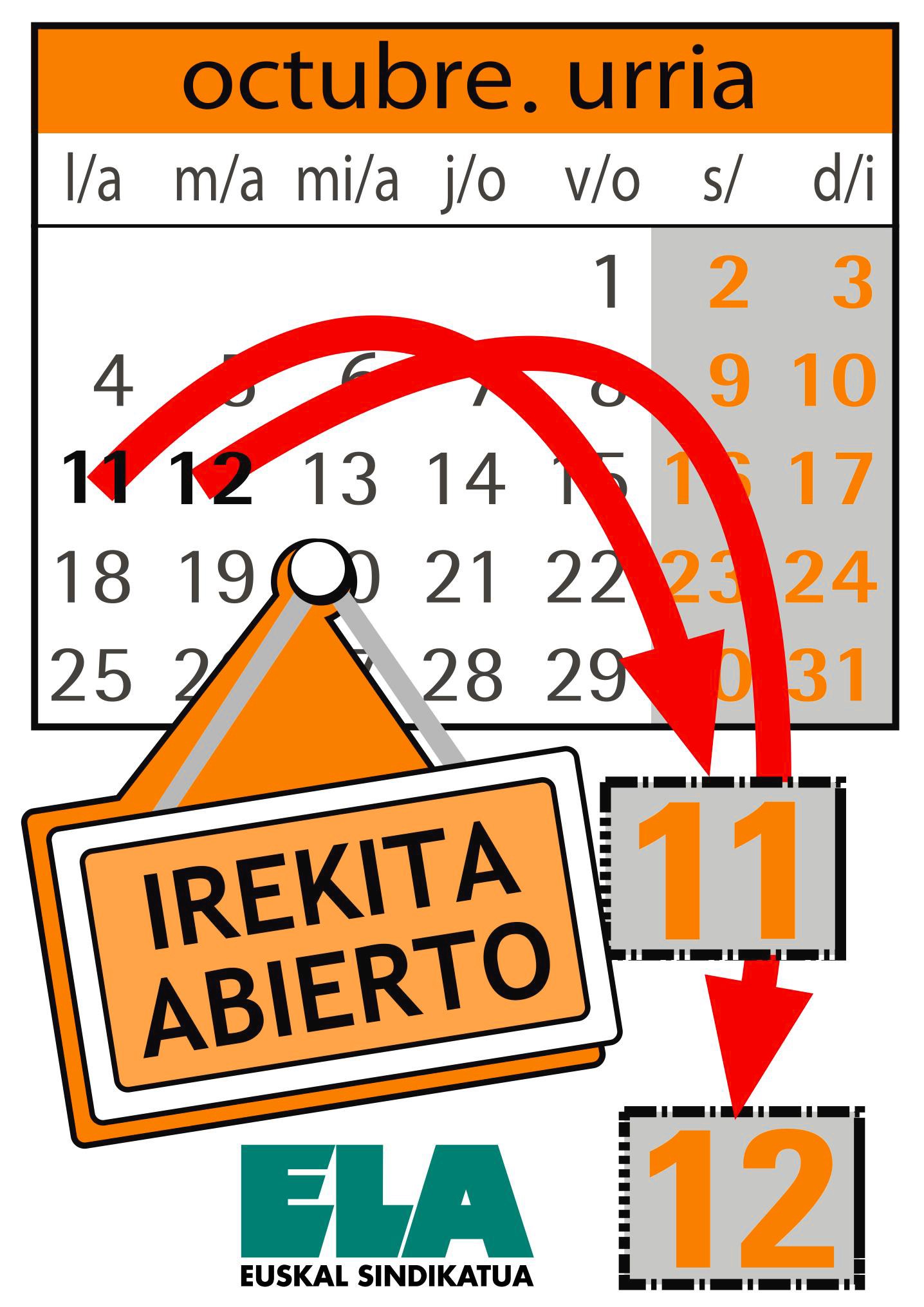 ELA abrirá sus locales los días 11 y 12 de octubre