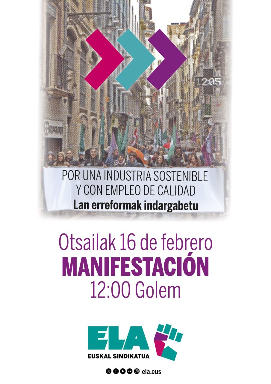 ELA exige la implicación del Gobierno de Navarra para garantizar una industria sostenible y con empleo de calidad