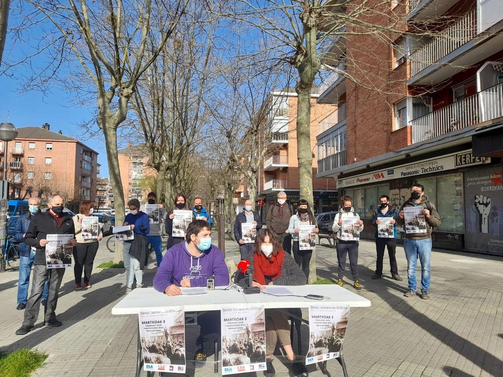 ELA, LAB, ESK y Steilas recordarán los sucesos del 3 de Marzo, de Gasteiz, con movilizaciones bajo el lema “Porque nos cuidaron, les cuidaremos”