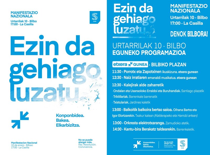 ELA llama a participar este sábado en la manifestación convocada por Sare Herritarra