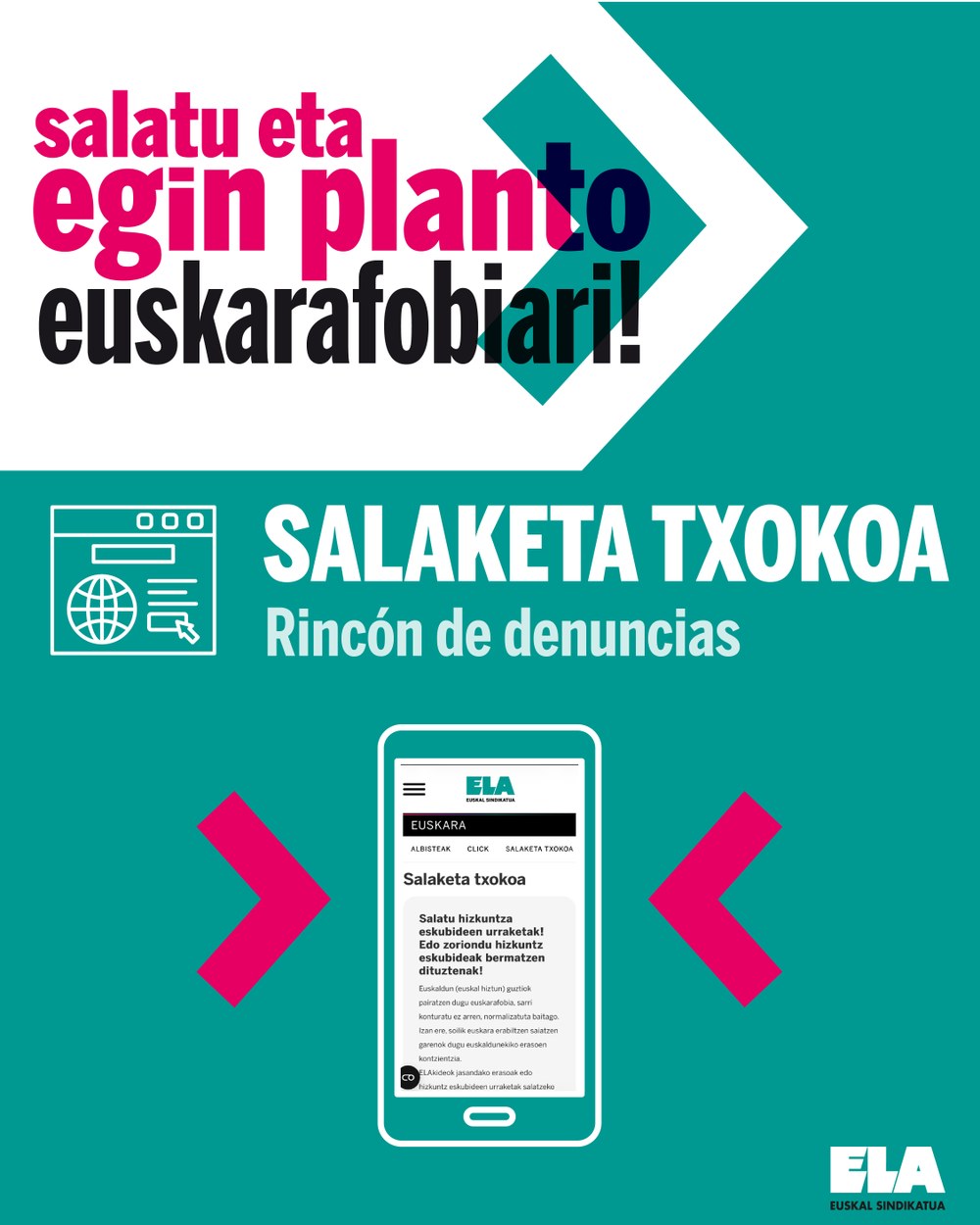 ELA publica una ‘guía sobre la euskarafobia’ y activa un buzón de denuncia