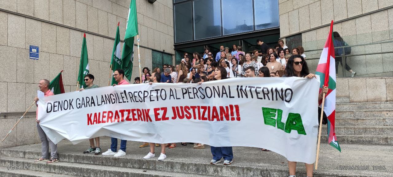 ELA rechaza la reforma que recorta derechos al personal interino y advierte del riesgo de colapso del sistema judicial ELA rechaza la reforma que recorta derechos al personal interino y advierte del riesgo de colapso del sistema judicial