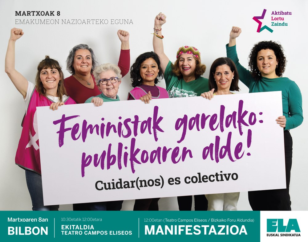 ELA reivindicará el valor de los trabajos de cuidado y la publificación de los servicios esenciales