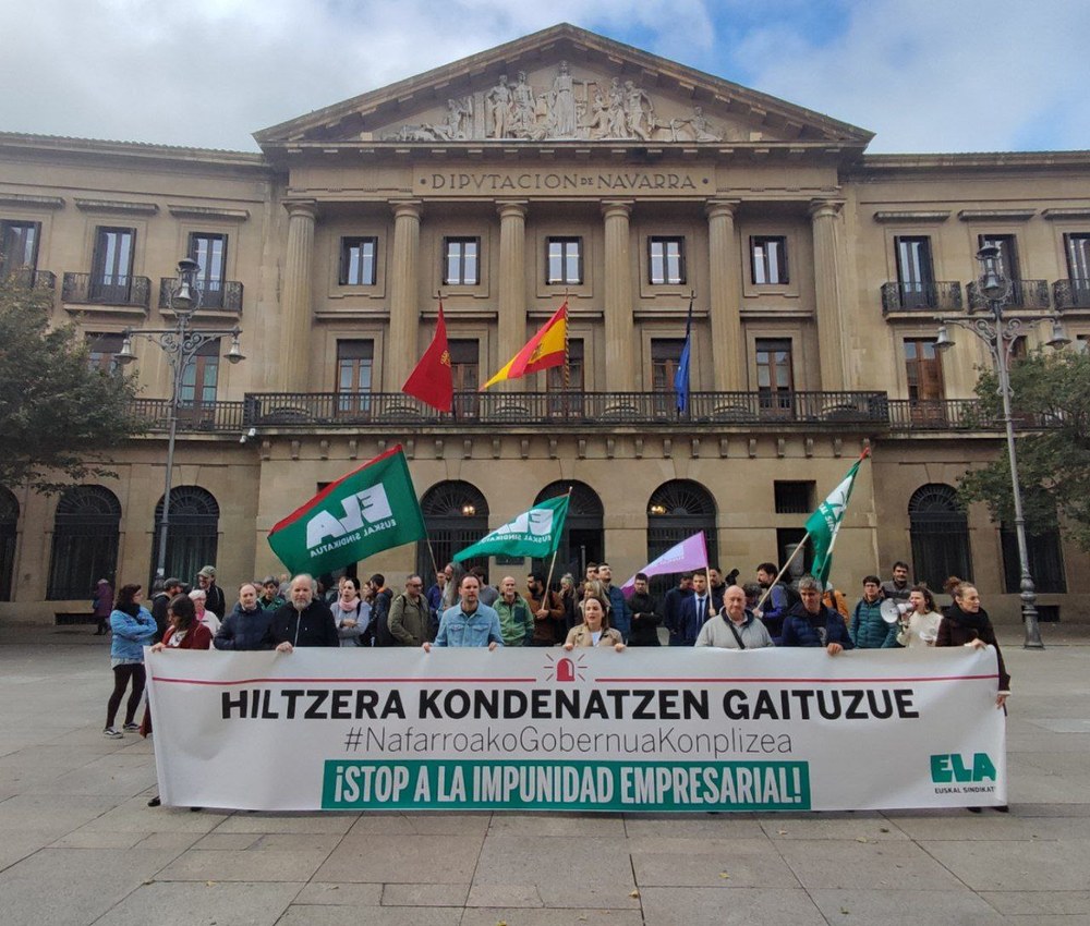 ELA se concentra frente al Gobierno de Navarra para exigir medidas reales contra la siniestralidad laboral