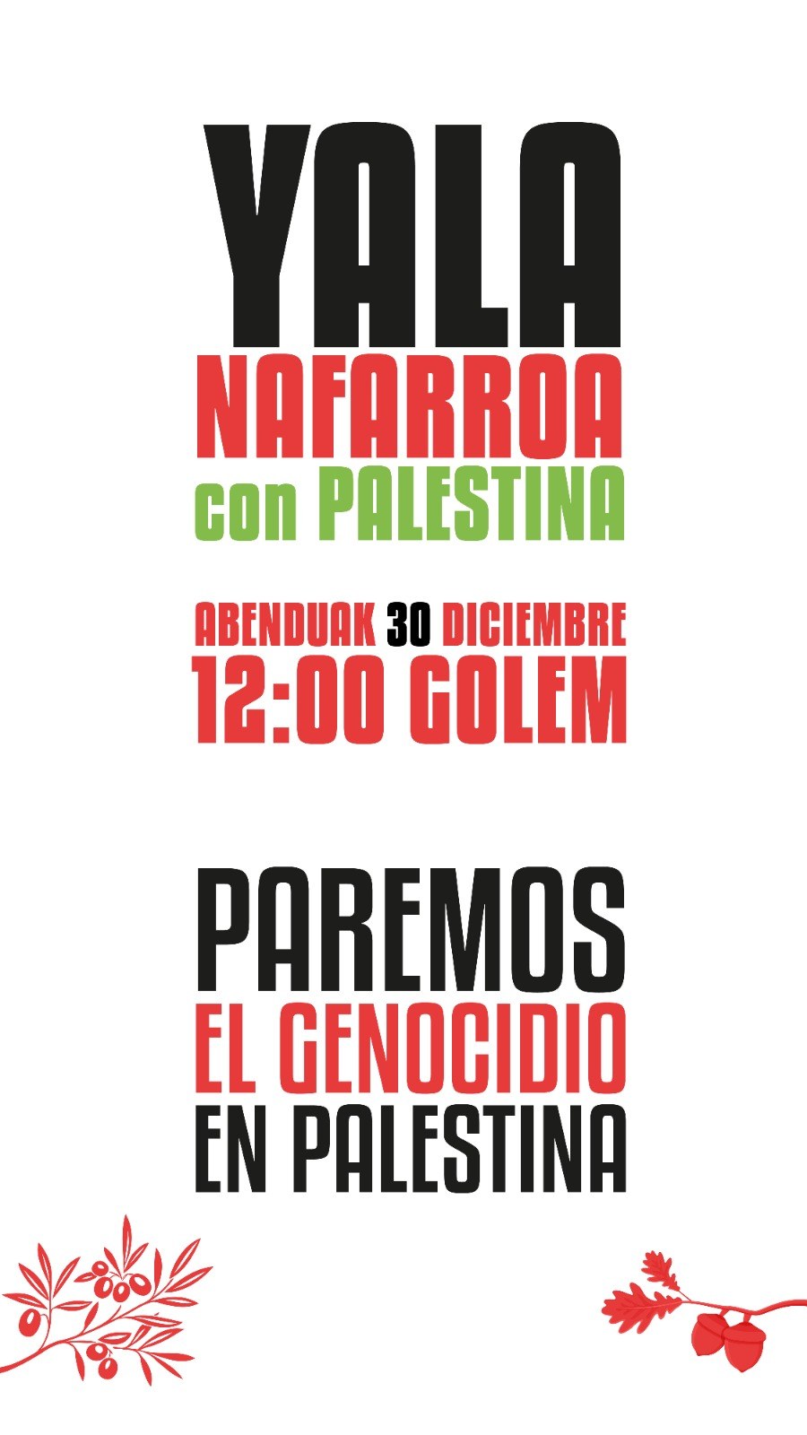 ELA se suma a la manifestación en solidaridad con Palestina del 30 de diciembre en Iruña
